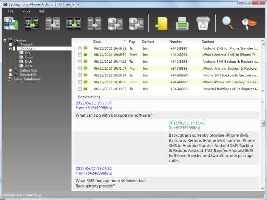 Backuptrans iPhone Android SMS Transfer Plus