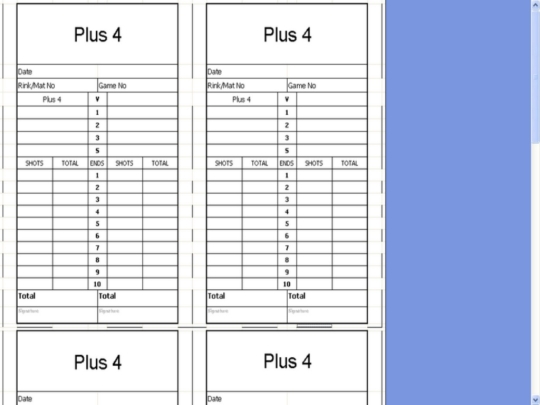 Bowls Score Cards