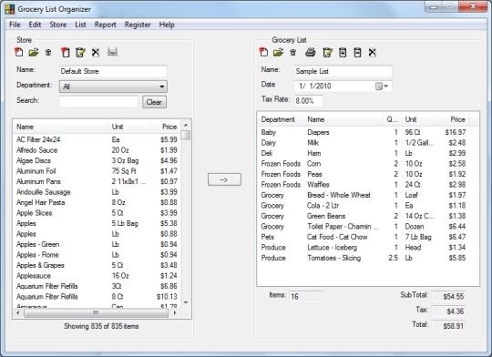 Grocery List Organizer