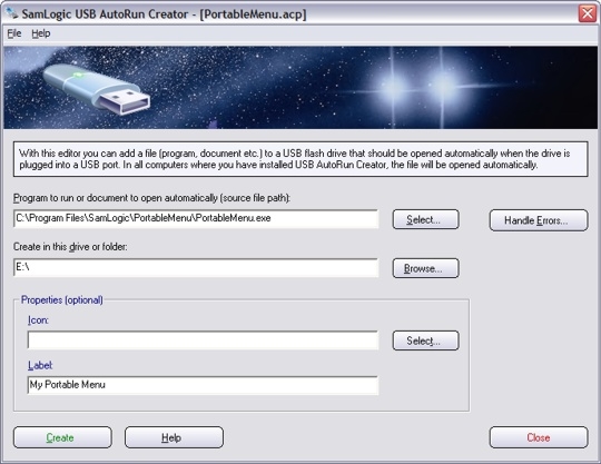 SamLogic USB AutoRun Creator