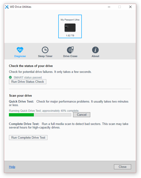 WD Drive Utilities for Windows