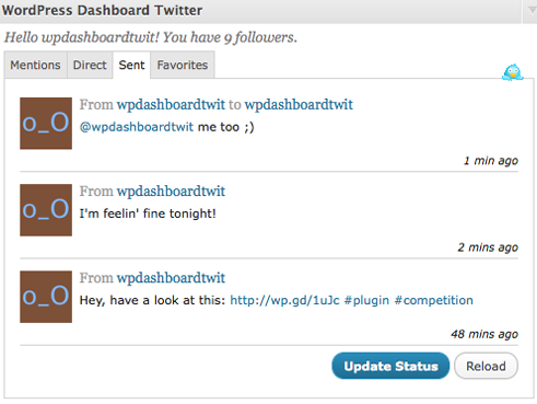 WordPress Dashboard Twitter